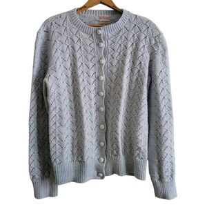 Handknit Acrylic Cardigan Sweater Large